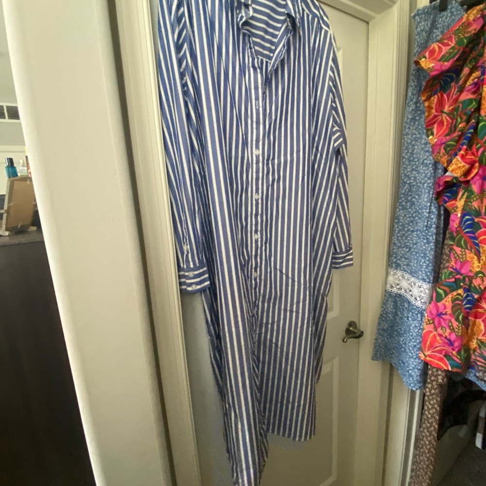 Blue Striped Women’s Shirt Dress